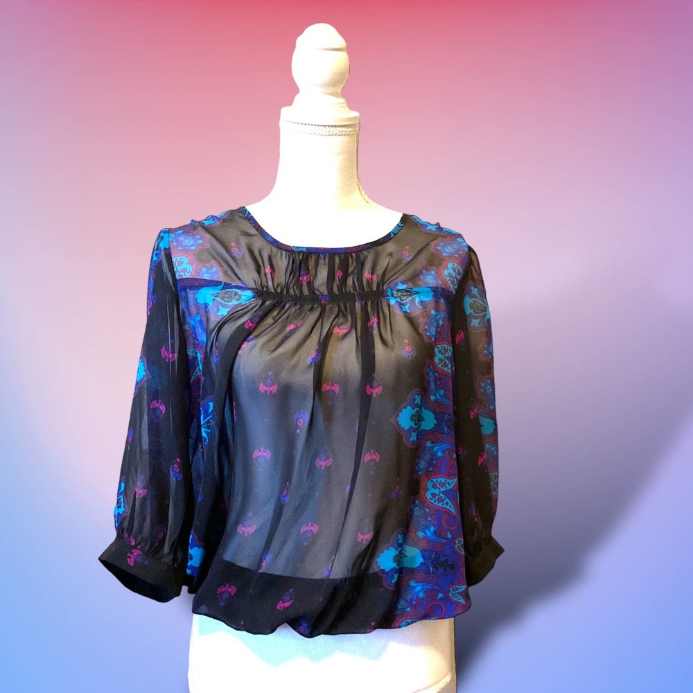 Mossimo ladies sheer black blouse M
